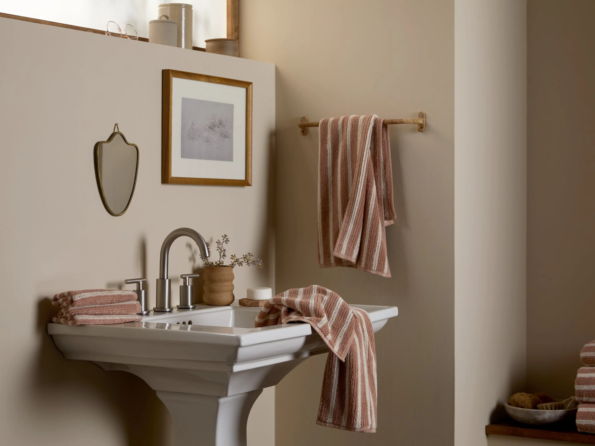 4+4 Organic Resort Stripe Bath Bundle -  Adobe with Butter - Image 2