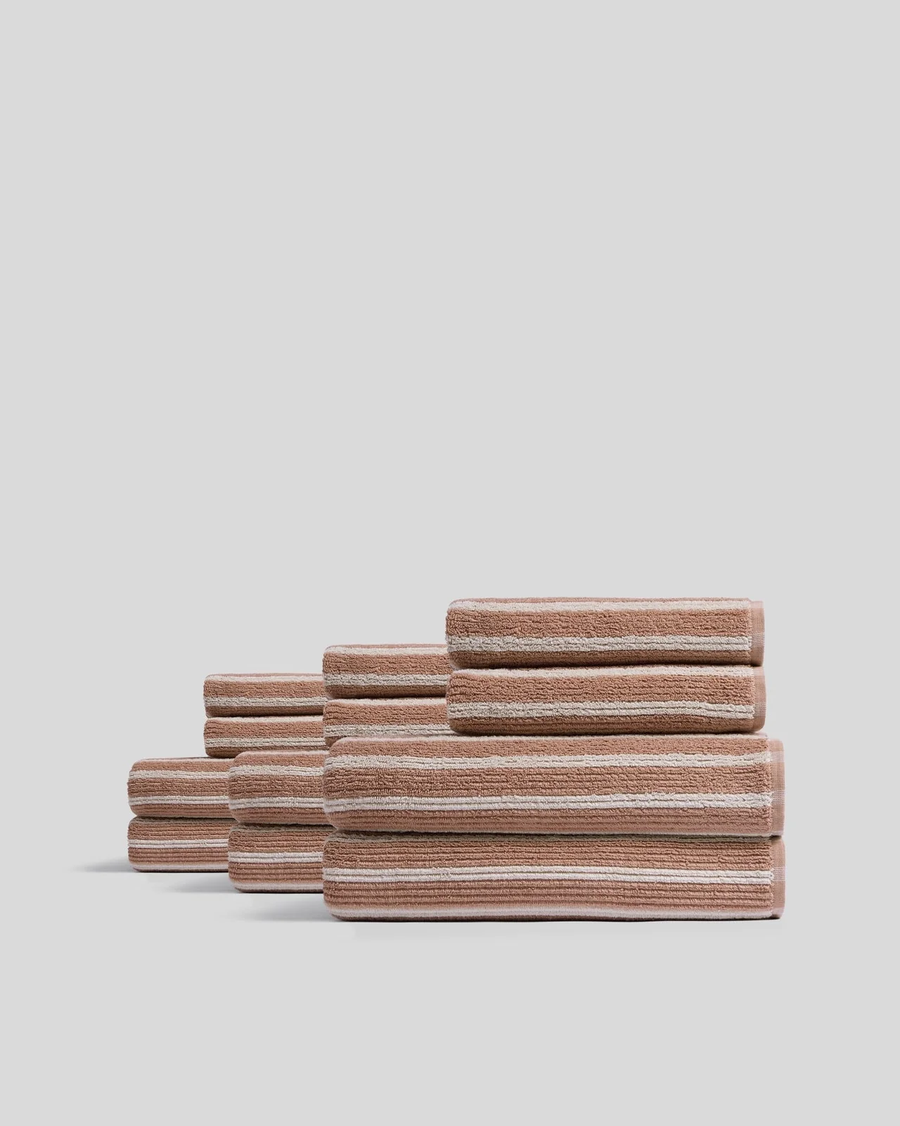 6+6 Organic Resort Stripe Bath Bundle - Adobe with Butter