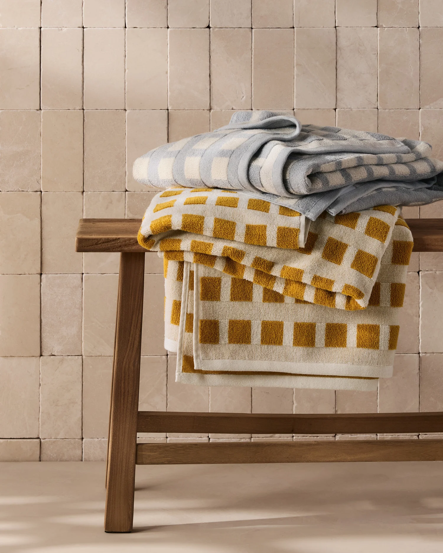 8x Capri Check Towel Bundle - Marigold with Natural - Image 6
