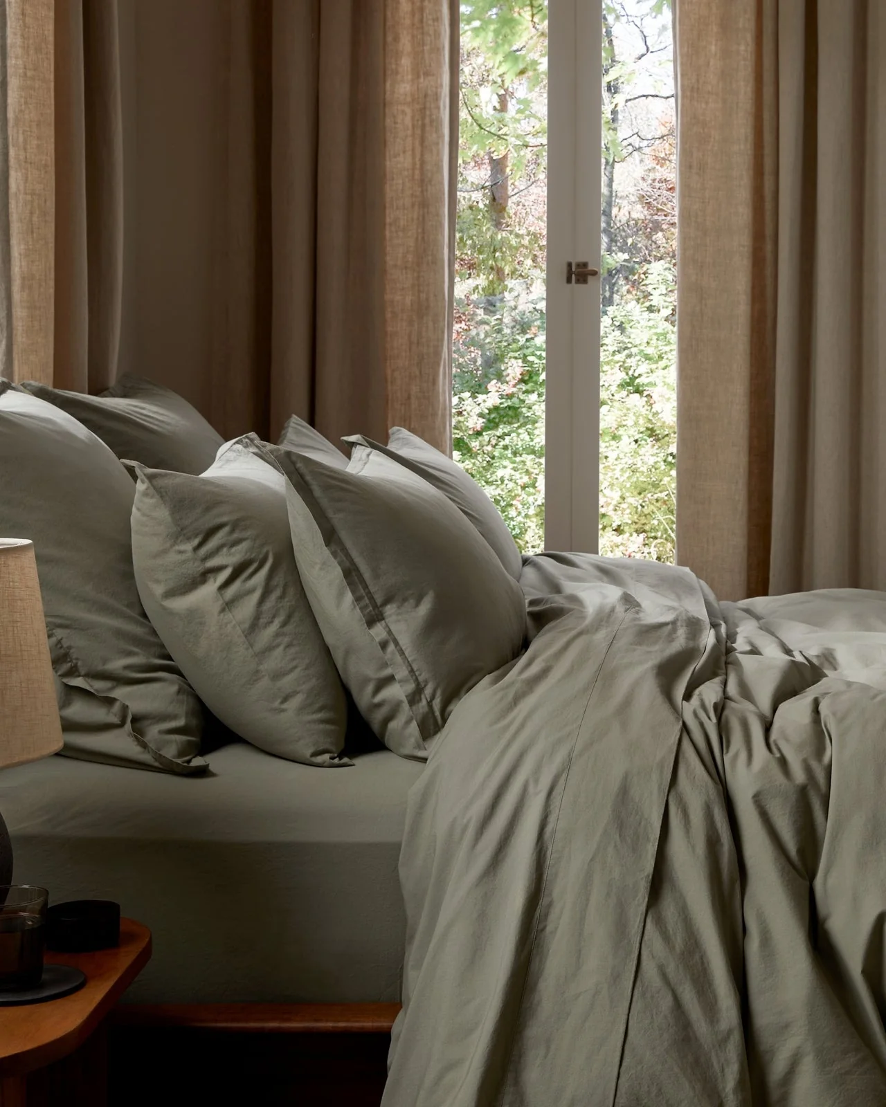 Brushed Cotton Fitted Sheet (Moss) - Image 2