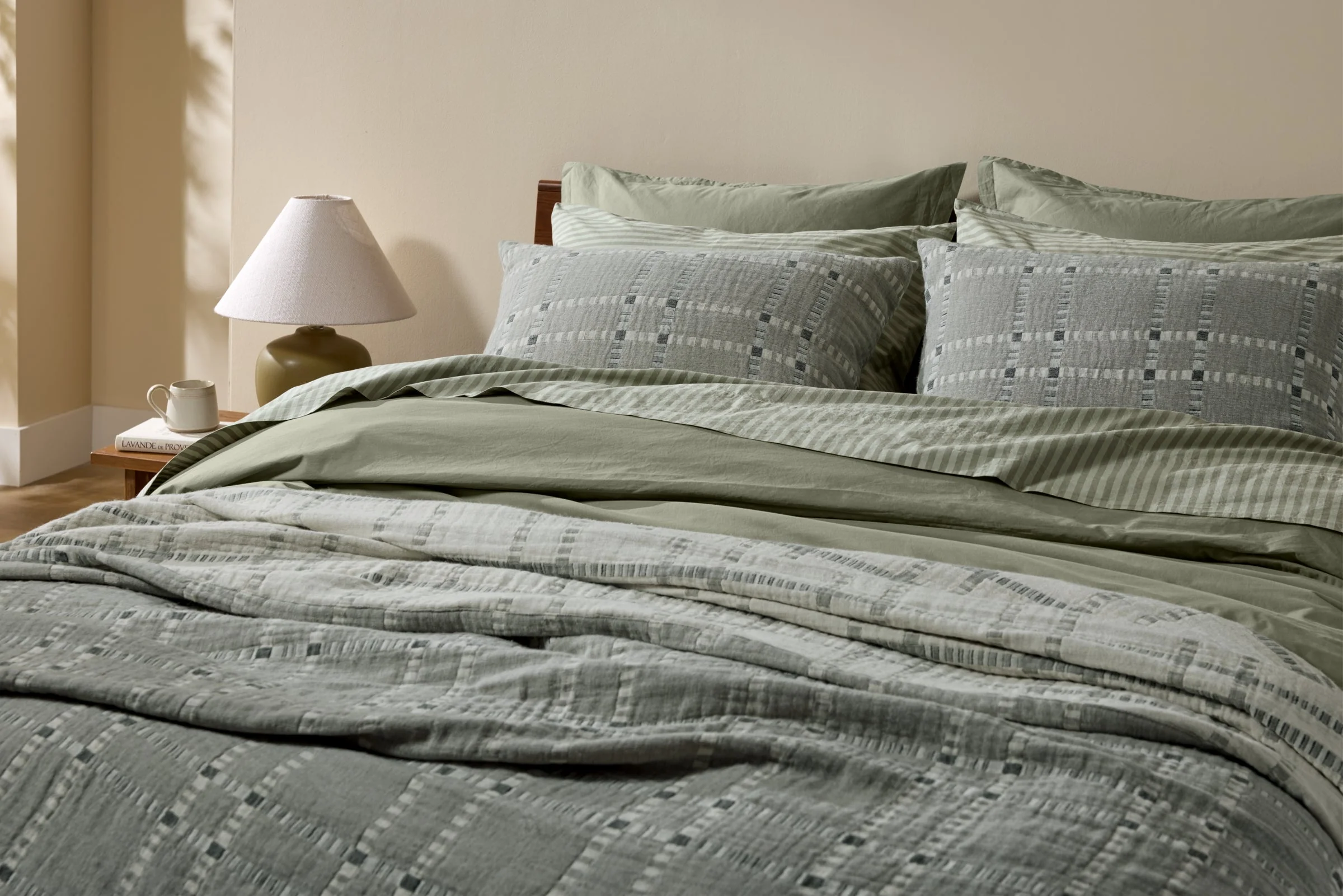 Grid Cotton Wool Sham Set - FINAL SALE (Moss) - Image 2