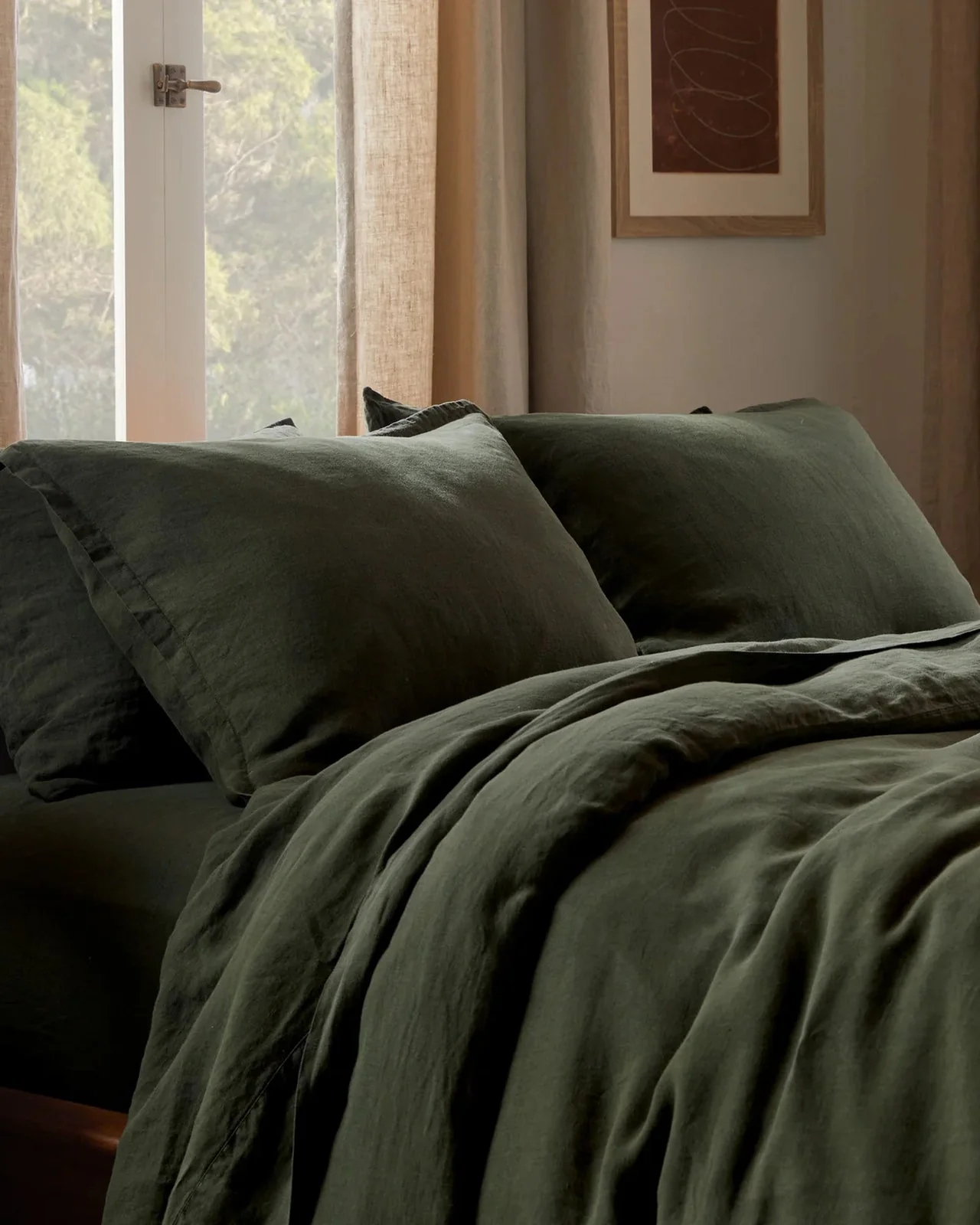 Linen Sheet Set - Evergreen F/Q - Image 2