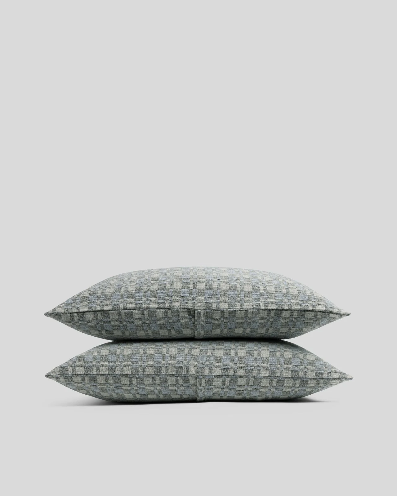 Modern Check Jacquard Sham Set (Dusk and Moss)