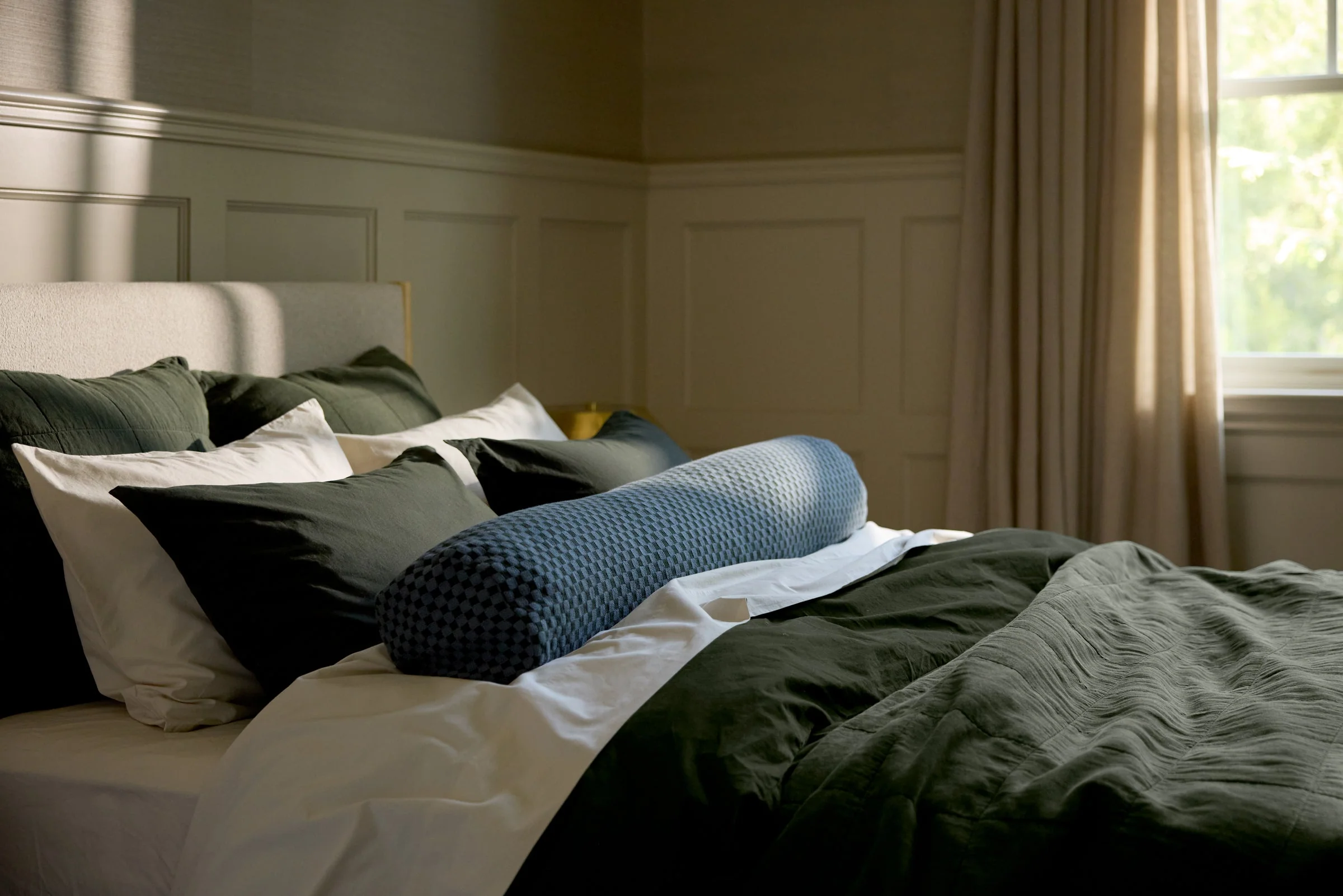 Organic Keys Jacquard Bolster Pillow Cover - FINAL SALE (Dusk and Evergreen) - Image 2