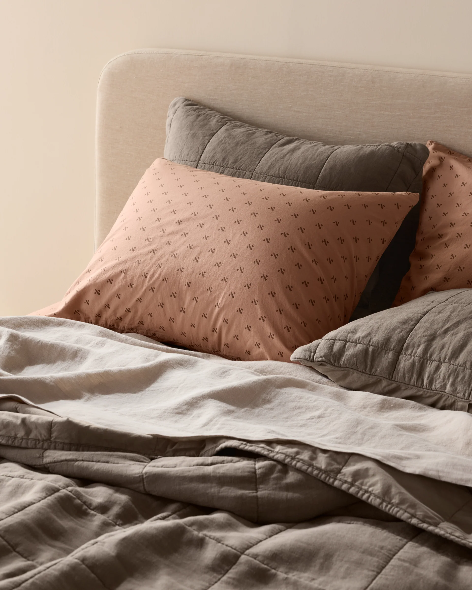 Overdyed Vintage Print Pillowcase Set (Adobe) - Image 2