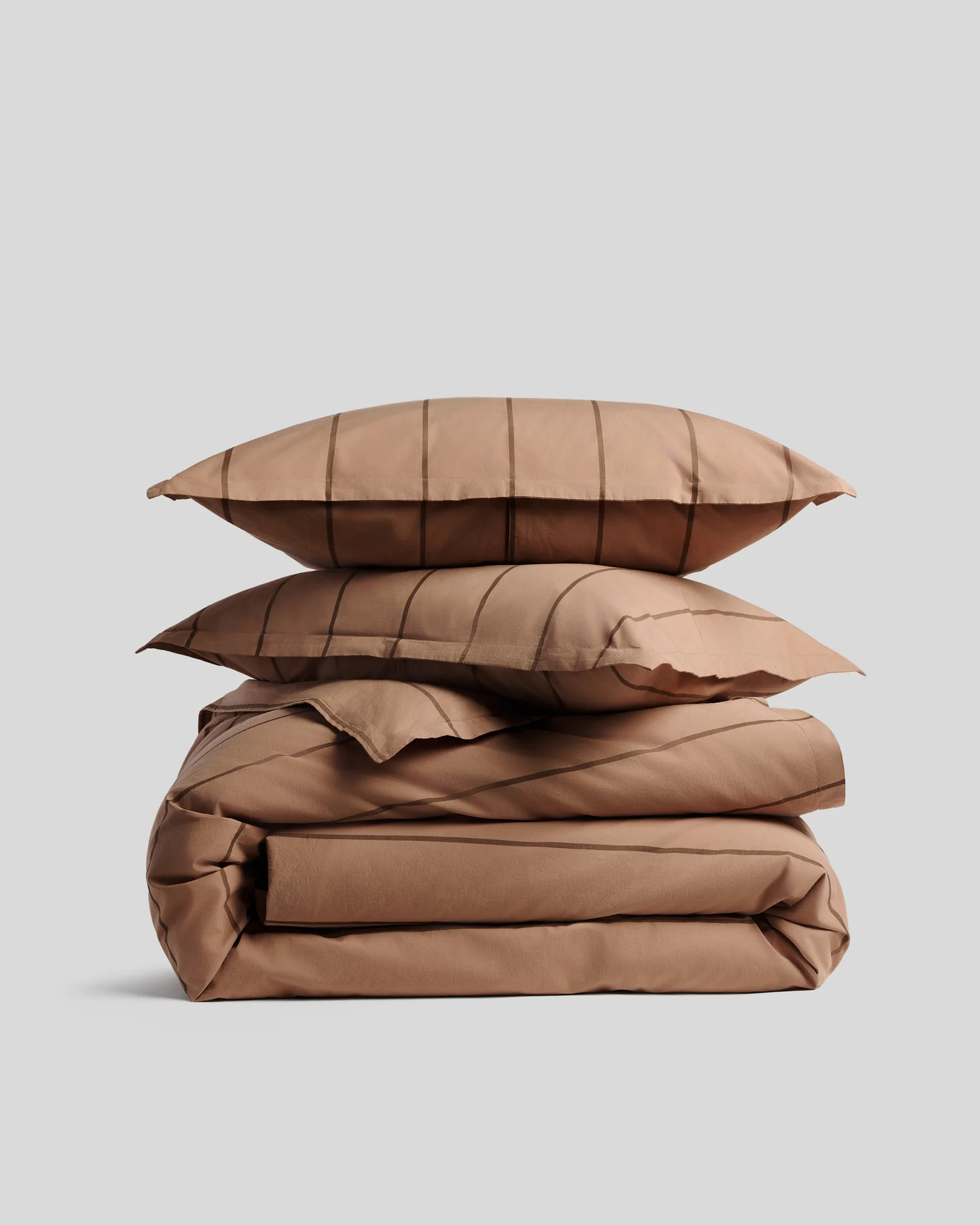 Percale Duvet Cover Set - Adobe Stripe TW/XL