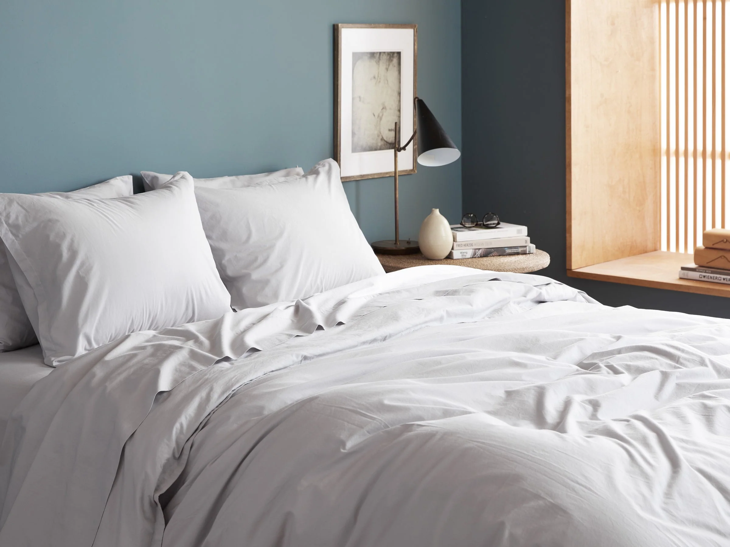 Percale Duvet Cover Set - Light Grey F/Q - Image 2